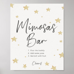 Poster Moon Stars Chá de fraldas Mimosa Sinal Bar