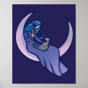 Poster Moon Witch MoonChild Pagan Wicca Art