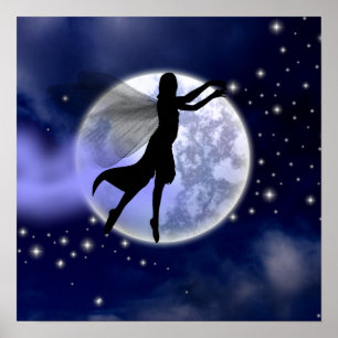 Poster Moonlight Fairy Silhouette
