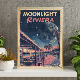 Poster Moonlight Riviera Fantasia Lunar Passeio Marítimo