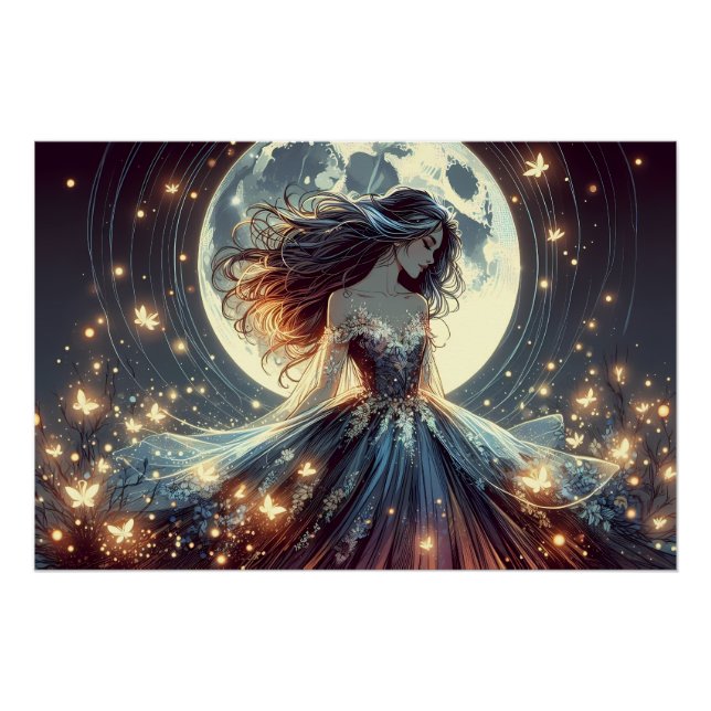 Póster Moonlit Butterfly Enchantress Fantasy (Frente)