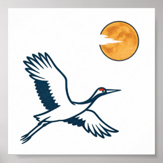 Poster Moonlit Crane