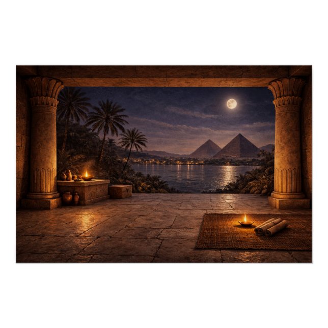 Póster Moonlit Egyptian Pyramids Poster (Frente)