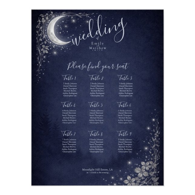Póster Moonlit Grove Celestial Woodland Wedding (Frente)