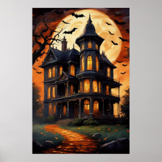 Poster Moonlit Manor, Spooky Vibes