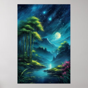 Poster Moonlit Oasis, Charming Bambu Grove
