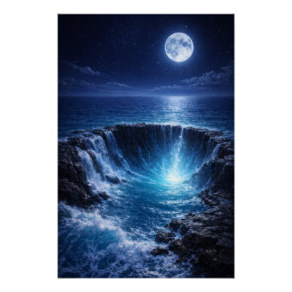 Póster Moonlit Ocean Abyss – Mystical Fantasy Seascape