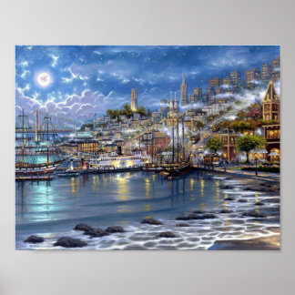 Poster Moonlit San Francisco Harbor