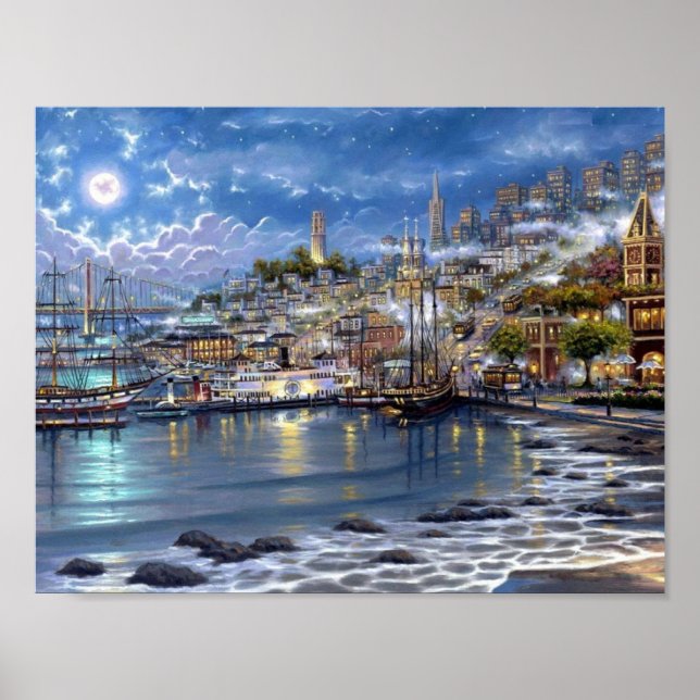 Poster Moonlit San Francisco Harbor (Frente)