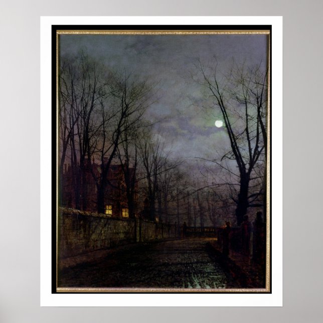 Póster Moonlit Street Scene, 1882 (petróleo na canvas) 2 (Frente)