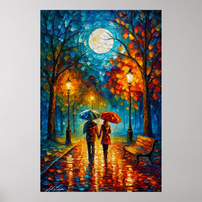 Poster Moonlit Stroll - Romantic Rain Walk (Frente)