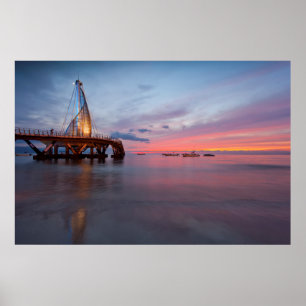 Póster Moonrise e por do sol