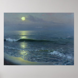 Poster Moonrise Over Ocean