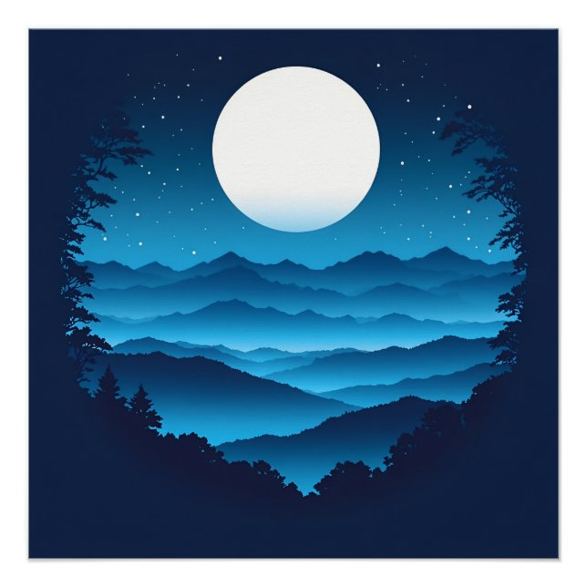 Póster Moonrise sobre a Cordilheira Azul (Frente)