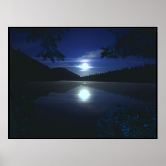 Póster Moonrise Sobre O Lago Elk