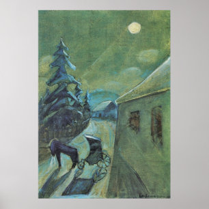 Poster Moonscape com o cavalo por Walter Gramatte