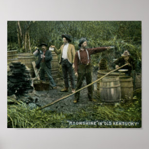 Póster Moonshine ainda no vintage 1908 velho de Kentucky