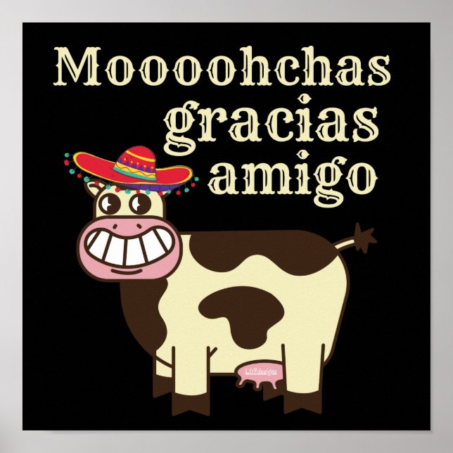 Poster MOOOHCHAS GRACIAS AMIGO engraçado cinco de mayo (Frente)