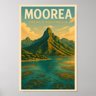 Poster Moorea Polinésia Francesa Viagens vintage