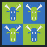Póster Moose Head Pop Art poster<br><div class="desc">Um padrão de cabeça de alce fofo e engraçado. Veja a minha loja para outros itens com esta design.</div>