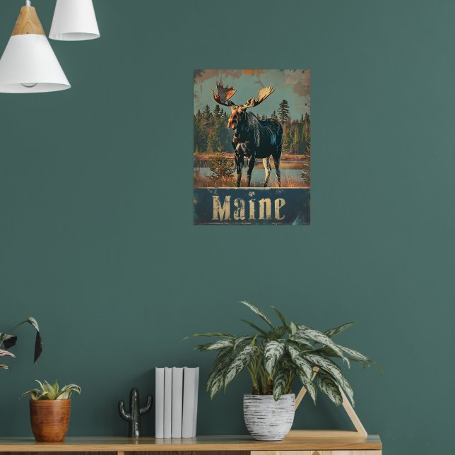 Poster Moose Maine Vintage (Sala de Estar 1)