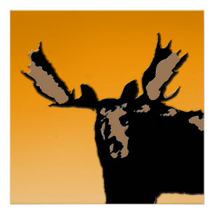 Póster Moose no Sunset - Arte Original da Vida Selvagem