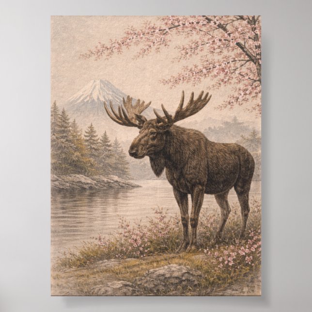 Poster Moose poster, Canadian Wildlife Art, Forest Anim (Frente)