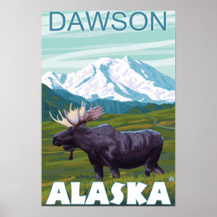 Poster Moose Scene - Dawson, Alaska