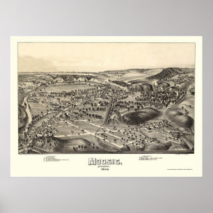 Poster Moosic, mapa panorâmico do PA - 1892