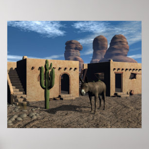 Póster Moradias e Burro de Adobe