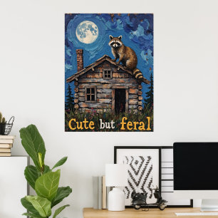 Poster Morador de Cabina: Perch noturno de um guaxinim