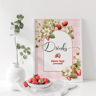 Poster Morango Bebidas ajudam-se no aniversário