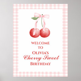 Poster Morango Doce Rosa Cereja Arco de aniversário