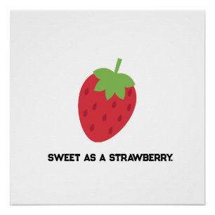 Póster Morango Tema de Fruta Fofo