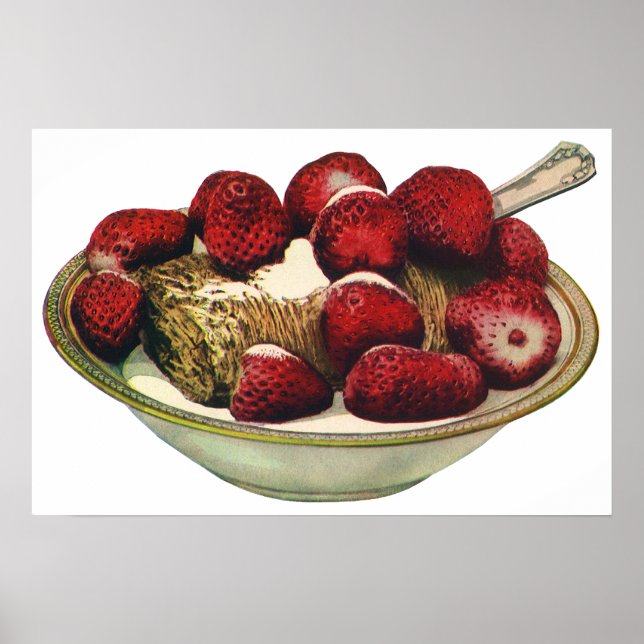 Póster Morangos Comidas saudáveis (Frente)