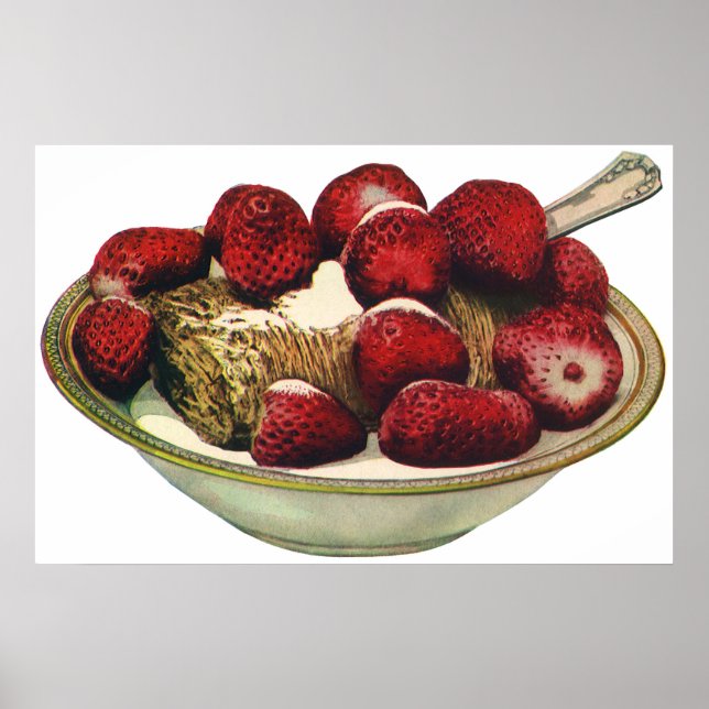 Póster Morangos Comidas saudáveis (Frente)