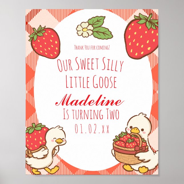 Poster Morangos de Aniversário Silly Sweet Goose (Frente)