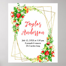 Poster Morangos e Foliage Bebê