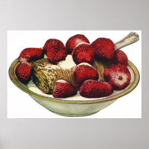 Póster Morangos saudáveis do cereal de pequeno almoço d