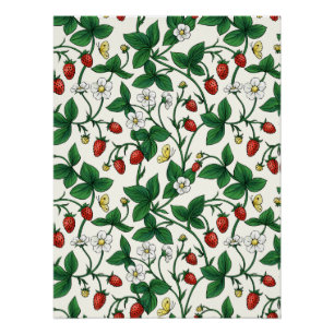 Póster Morangos silvestres vermelho/amarelo/verde/branco