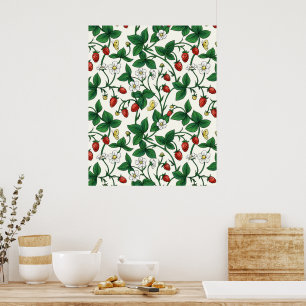 Poster Morangos silvestres vermelho/amarelo/verde/branco