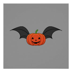 Póster Morcego de Abóbora de Halloween