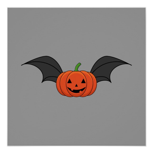 Póster Morcego de Abóbora de Halloween (Frente)