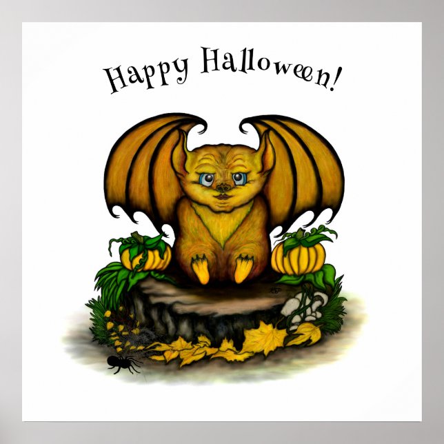 Poster Morcego fofo de Halloween (Frente)