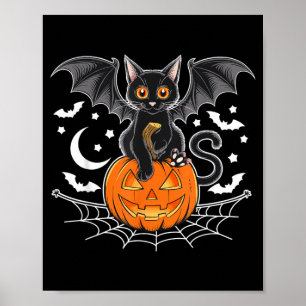 Poster Morcego Halloween _ Gato Preto Asas de Morcego Gat