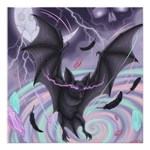 Póster Morcego Místico Pastel Goth