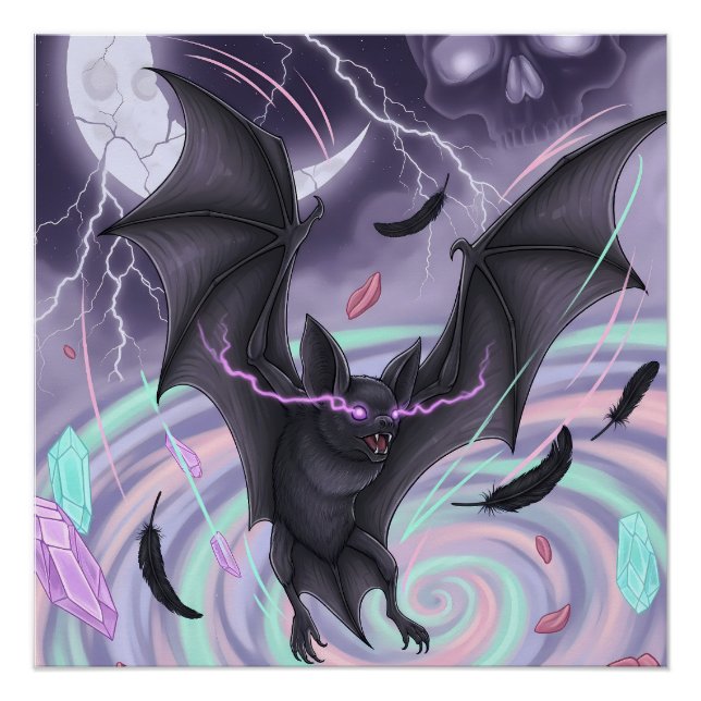 Póster Morcego Místico Pastel Goth (Frente)