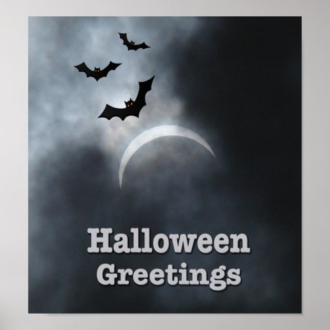 Póster Morcegos De Halloween Spooky No Eclipse (Frente)