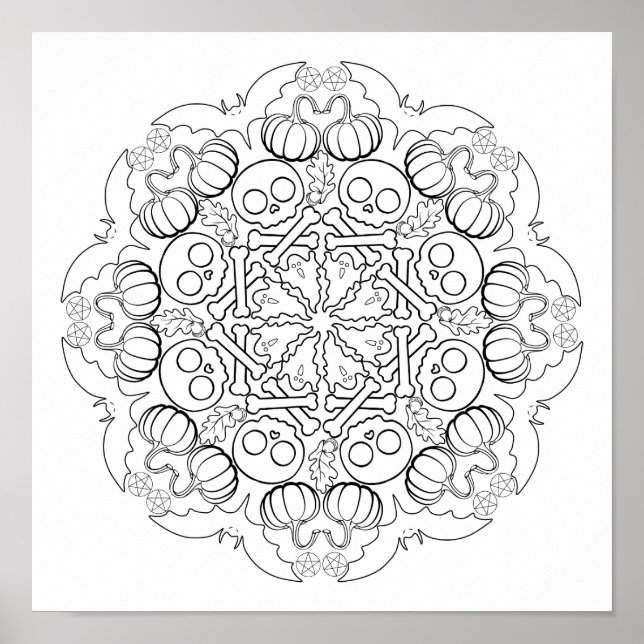 Poster Morcegos, Fantasmas, Halloween & Mais Coloração (Frente)