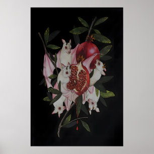 Poster Morcegos Frutiferos Albino Romã Dark Academia